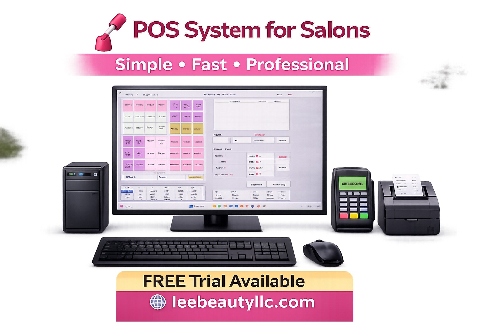 Lee Beauty salon POS desktop setup