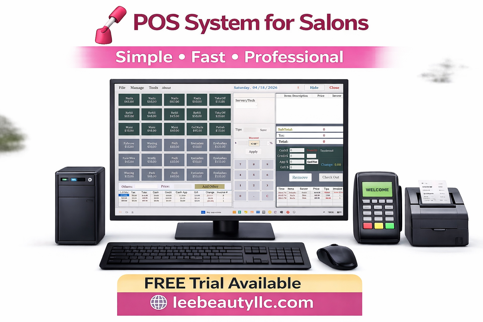 Lee Beauty salon POS desktop setup